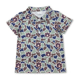 Short sleeves camo A U kids boys team polo shirt