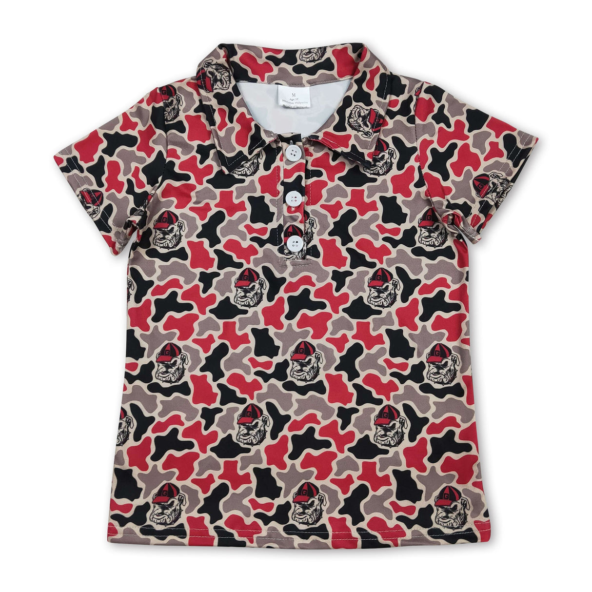 Short sleeves camo dog kids boys team polo shirt