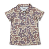 Short sleeves khaki camo kids boys summer polo shirt