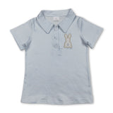 Stripe rabbit embroidery kids boys Easter polo shirt