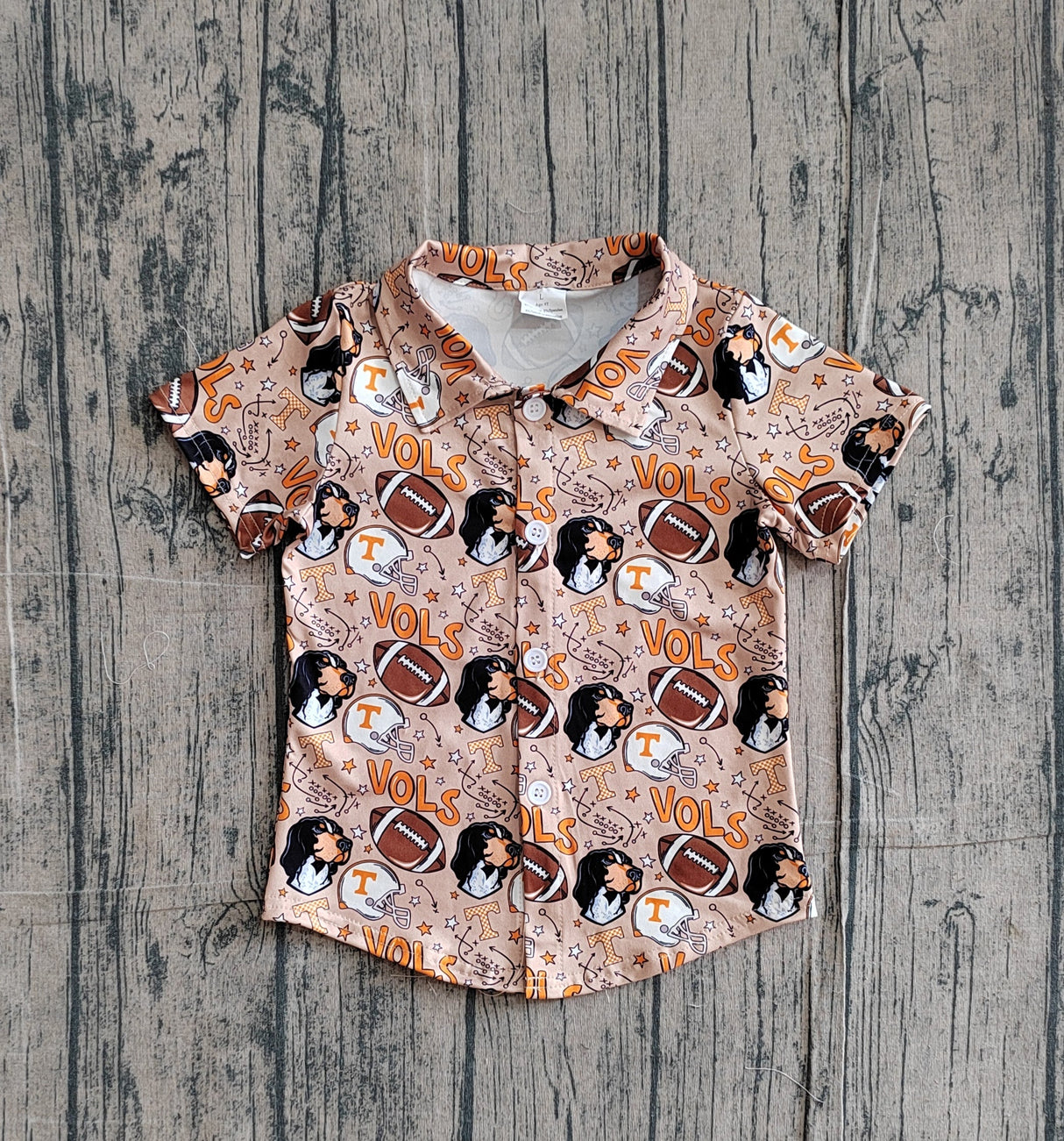 Football dog T kids boys team button down shirt