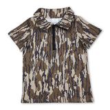 Short sleeves camo zipper kids boys summer pullover