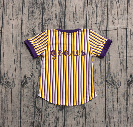 Short sleeves purple yellow tiger boy team shirt