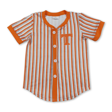 Short sleeves stripe T kids boys button down team shirt