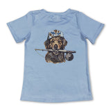 Short sleeves light blue camo dog kids boys shirts