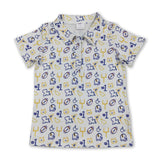 Short sleeves yellow football kids boys team polo shirt