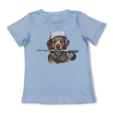 Short sleeves camo hunting dog fishing boys summer shirt