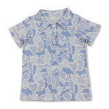 Short sleeves blue camo kids boys polo shirt