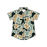 Black camo kids boys summer button down shirt