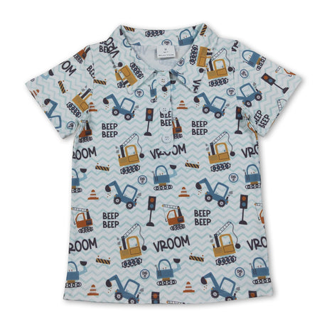 Short sleeves constructions kids boys polo shirt