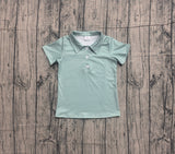 Short sleeves green stripe kids boys summer polo shirt