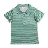Short sleeves green stripe kids boys summer polo shirt