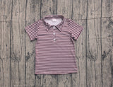 Short sleeves maroon stripe kids boys team polo shirt