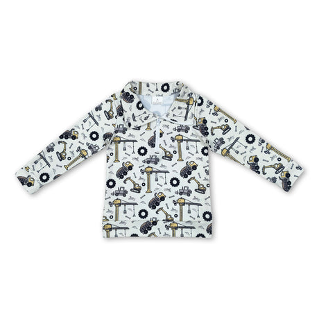 Long sleeves constructions kids boys zipper pullover