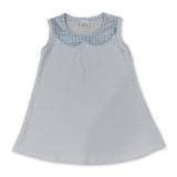 Light blue plaid sleeveless white baby kids top