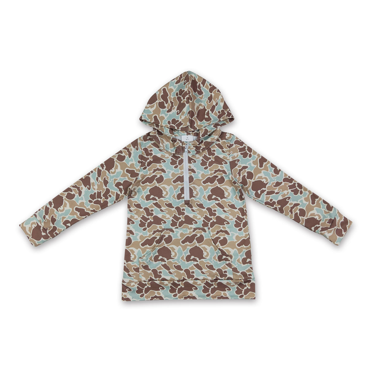 Long sleeves mint camo pocket zipper kids boys fall hoodie