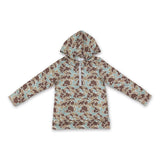 Long sleeves mint camo pocket zipper kids boys fall hoodie