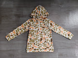 Long sleeves green camo pocket zipper kids boys fall hoodie
