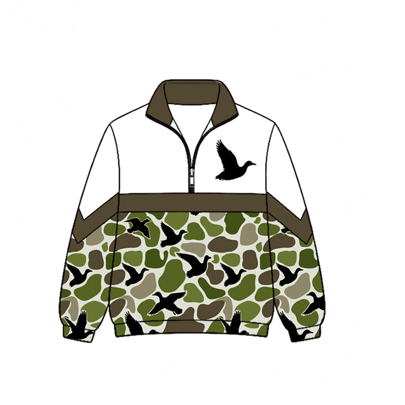 Long sleeves duck camo kids hunting zipper pullover