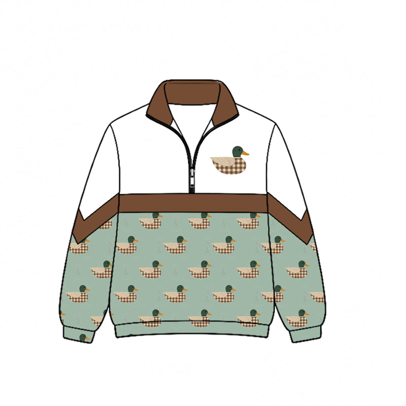 Long sleeves plaid duck kids hunting zipper pullover