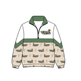 Long sleeves green camo duck kids hunting zipper pullover