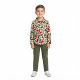 Long sleeves camo santa boys Christmas button down shirt