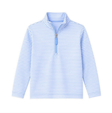 Long sleeves light blue stripe kids boys zipper pullover