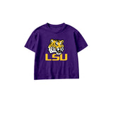 Short sleeves purple tiger kids boys team shirt