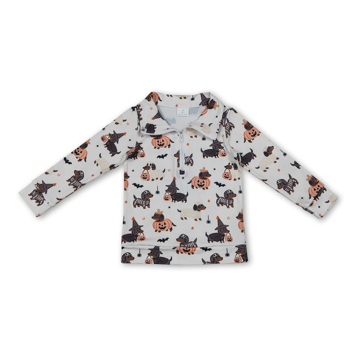 Pumpkin dogs kids boys zipper Halloween pullover