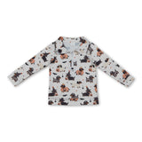 Pumpkin dogs kids boys zipper Halloween pullover
