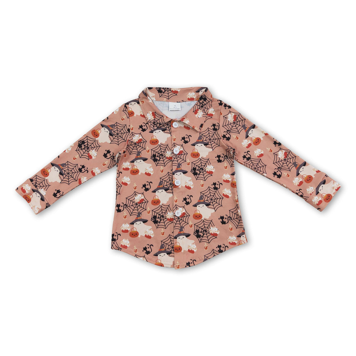 Pumpkin ghost boy Halloween button down shirt