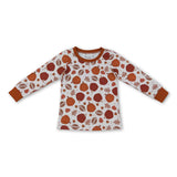 Long sleeves football pumpkin kids boys fall shirt
