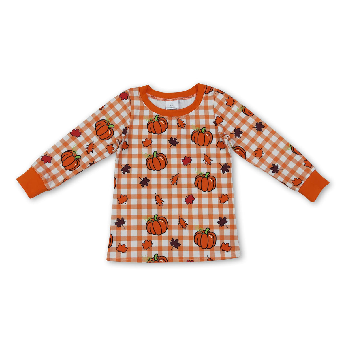 Long sleeves plaid pumpkin kids boys fall shirt