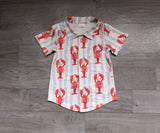 Short sleeves crawfish kids boys button down top