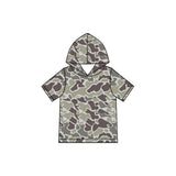 Short sleeves camo wholesale kids boys hoodie