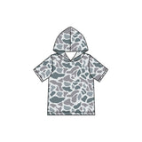 Short sleeves grey camo wholesale kids boys hoodie