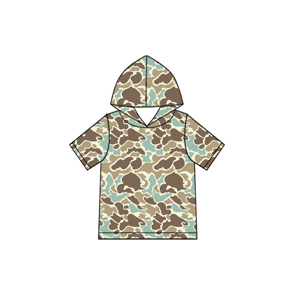 Short sleeves mint camo wholesale kids boys hoodie