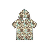 Short sleeves mint camo wholesale kids boys hoodie