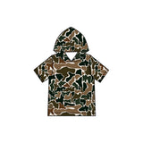 Short sleeves brown camo wholesale kids boys hoodie