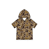 Short sleeves brown camo wholesale toddler boys hoodie
