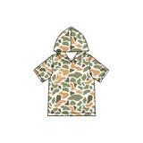 Short sleeves green camo wholesale kids boys hoodie