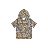 Short sleeves khaki camo wholesale kids boys hoodie