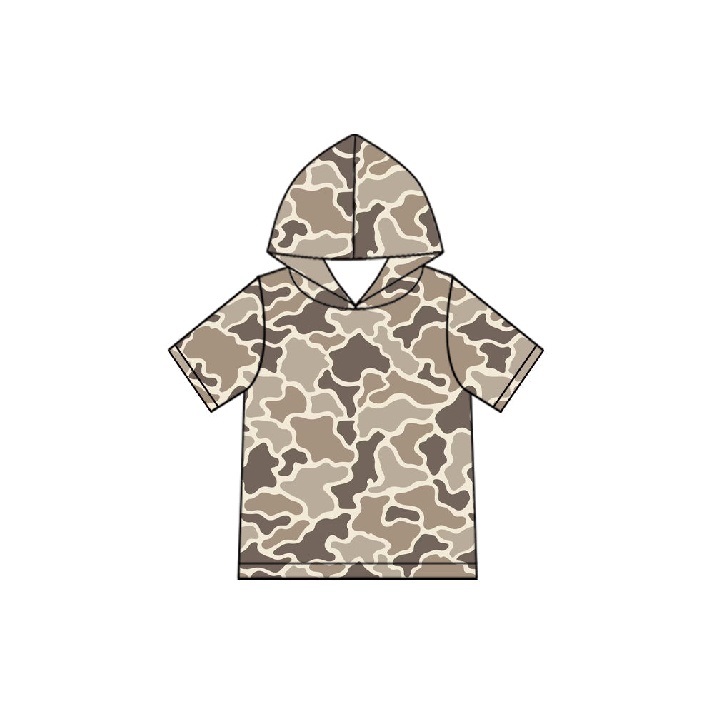 Short sleeves light camo wholesale kids boys hoodie