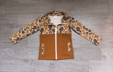 Long sleeves brown camo zipper pocket boys jacket