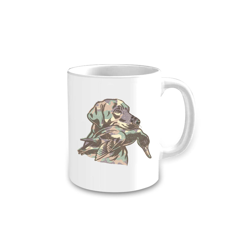White hunting dog duck mug