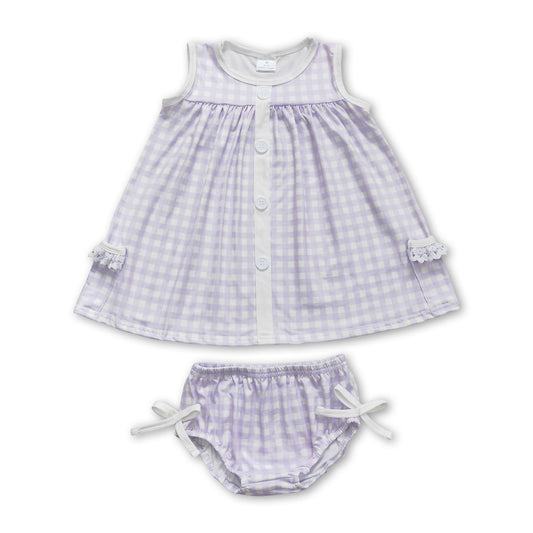 Sleeveless lavender plaid pocket tunic bummies girls clothes