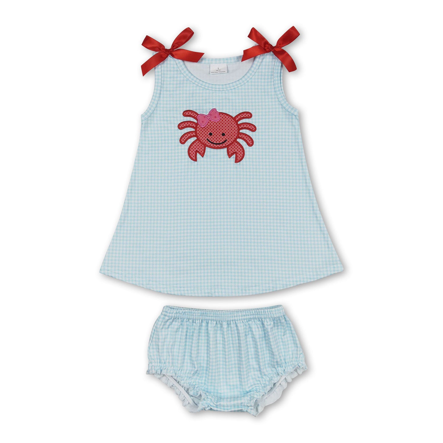 Sleeveless crab top bummies baby girls clothes