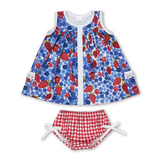 Strawberry blueberry tunic bummies baby 4th of july clothes