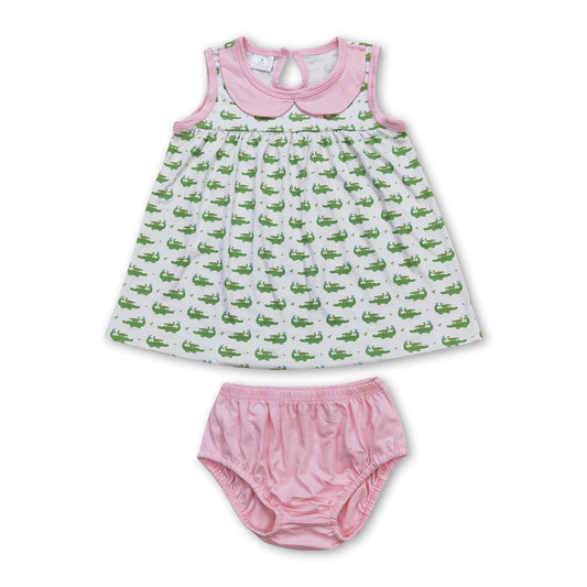 Crocodile tunic pink bummies baby girls clothes