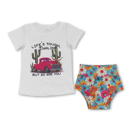 Cactus truck darlin floral bummies girls clothing